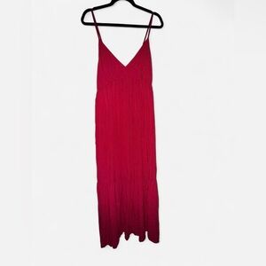 Pink/Red V-Neck Maxi Dress